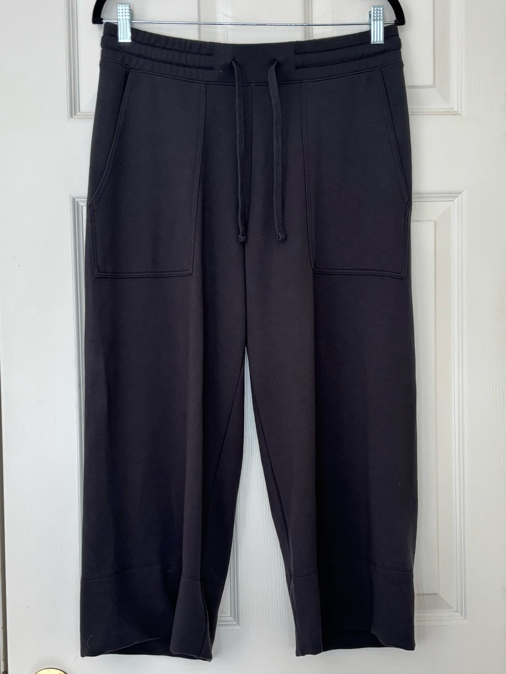 Quince Super Soft Fleece Cropped Wide Leg Pants with Adjustable Drawstring Wasit